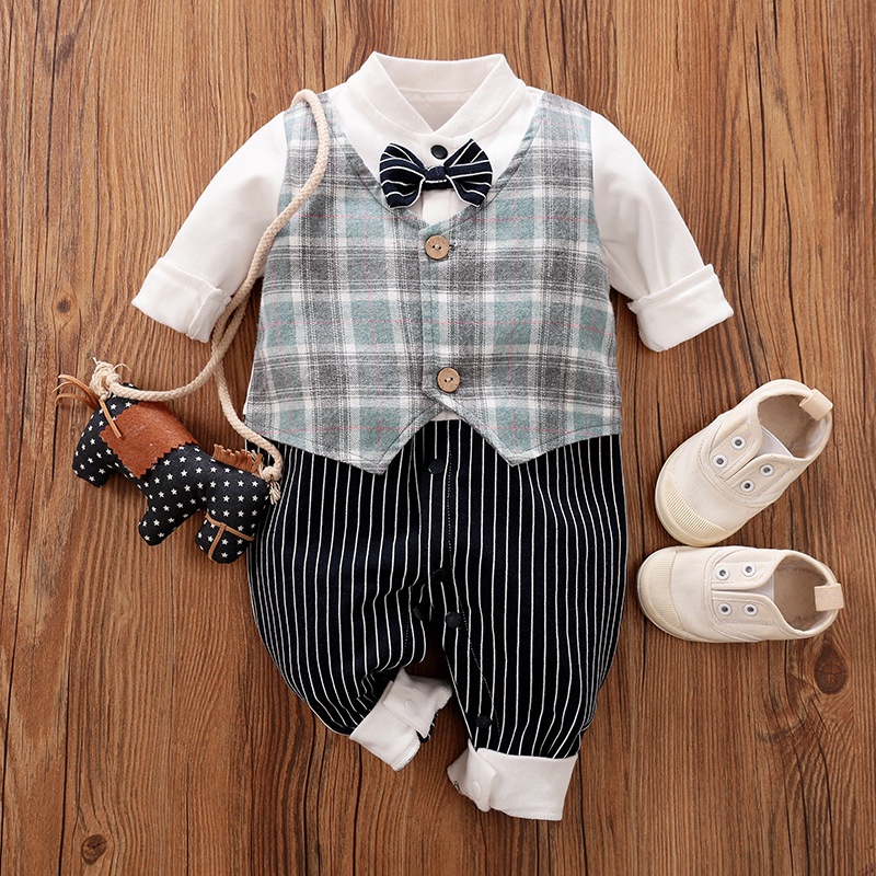 Jumper Bayi Laki Laki Import Premium Baby Boy Romper Suspender Party Bodysuit Baju Pesta Formal Newborn Tuxedo