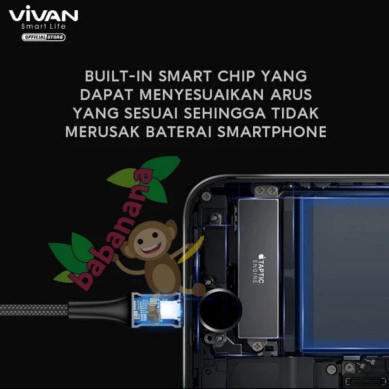 Vivan Kabel USB to Type-C 3.0A LED Quick Charge VDC100 100cm