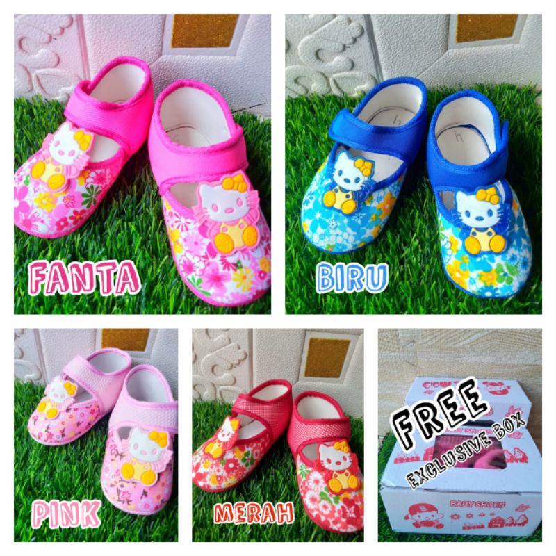 Sepatu Bayi Prewalkers Anak Perempuan Usia 0 -12 Bulan / Sepatu anak Bayi cewek Murah boneka hellokitty bunga