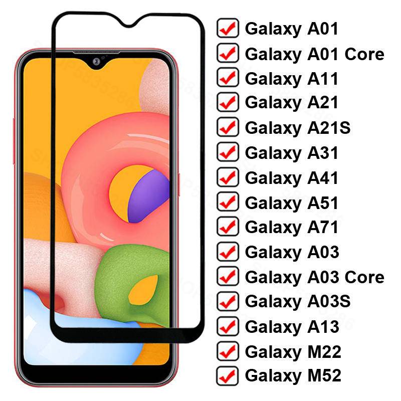 Pelindung Layar Tempered Glass 9D Untuk Samsung Galaxy A01 A11 A21 A21s A31 A41 A51 A71 A03 A03s A13 M22 M52 Core