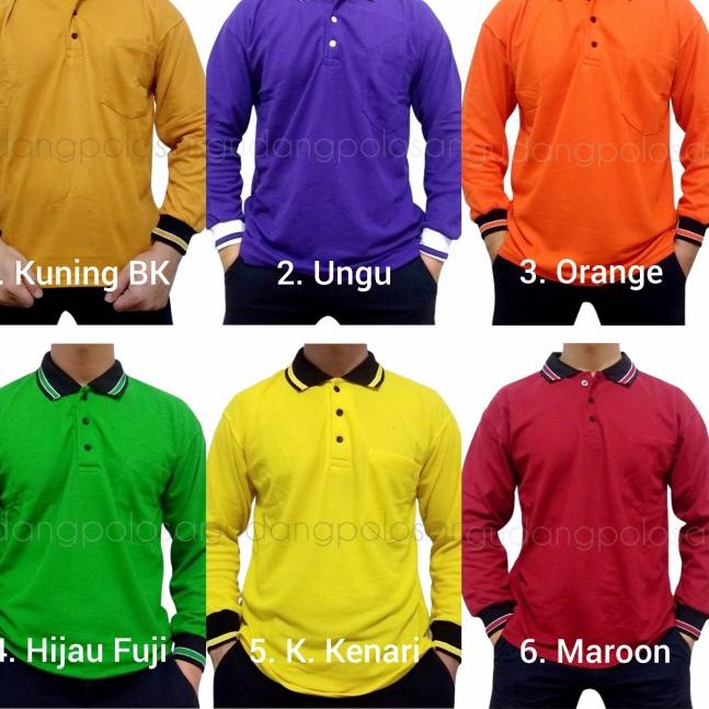 GP KAOS POLO - HIJAU FUJI KERAH HITAM - LENGAN PANJANG - HIJAU FUJI, M