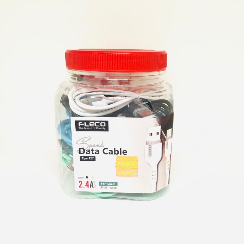 Pertoples Isi 15Pcs Kabel Data Toples Fleco T126 Micro T127 Type C Fast Charging 2.4A Promo Sen Kabel Data Pertoples Murah Meriah