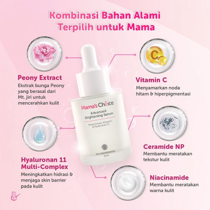 Mama's Choice Advanced Brightening Face Serum | Serum untuk Mencerahkan Wajah Aman Ibu Hamil dan Ibu Menyusui