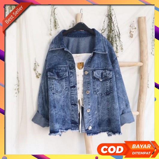 Saimer Denim Jacket Jeans Kekinian Korea Jaket Denim Outer Levis Cewek Outwear Wanita Outerwear Jins