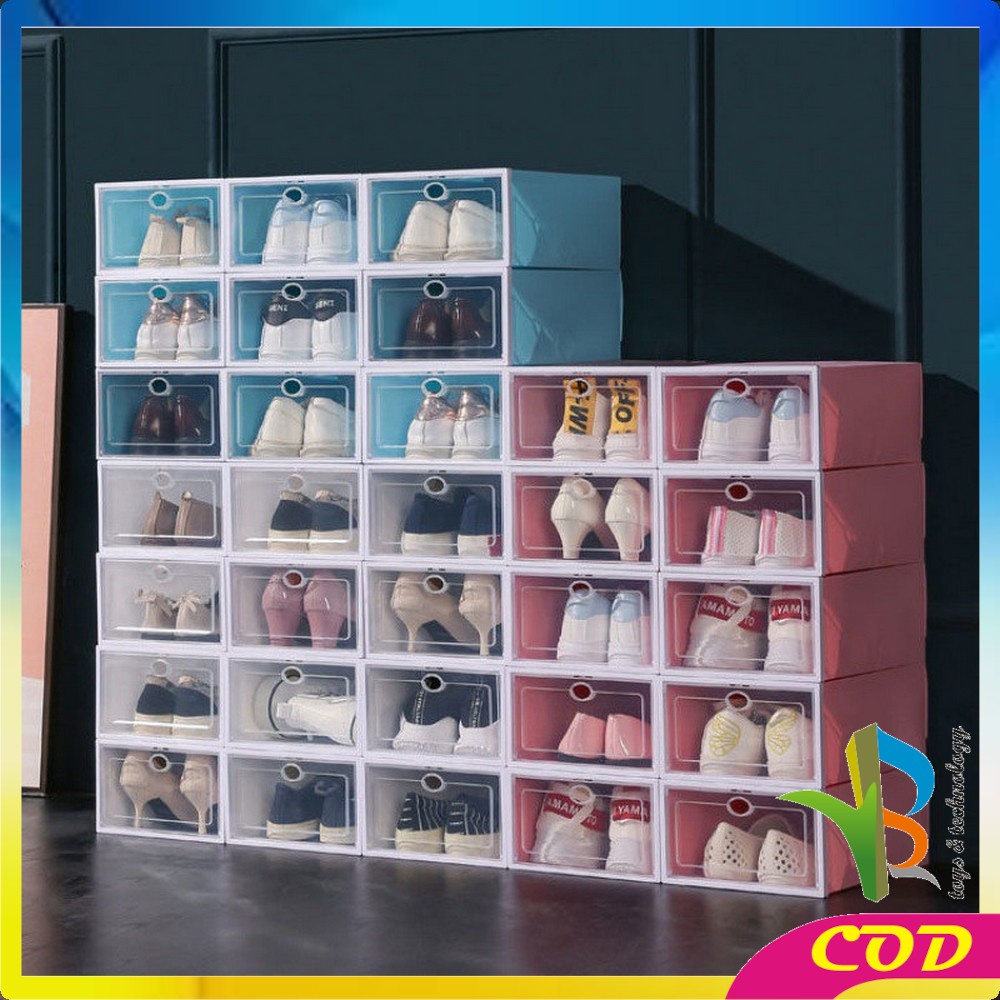 RB-C158 Kotak Sepatu Lipat Transparan Tebal Shoes Storage Box Organizer Rak Sepatu Plastik Susun