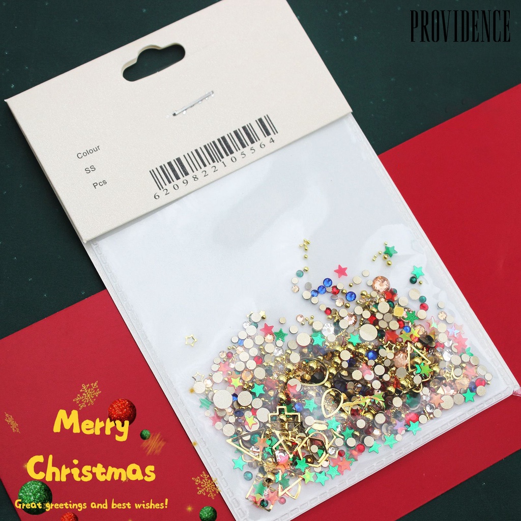 Providence 1 Kantong Stiker Kuku Motif Natal Untuk Dekorasi Nail Art Charms