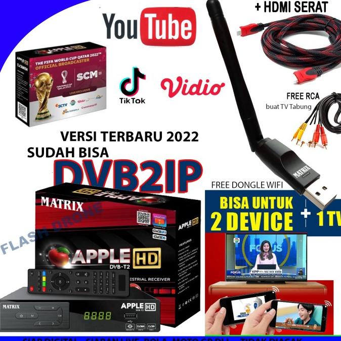 Jual Paket Komplit Stb Merah + Hdmi Serat +Dongle Wifi Merk Matrix