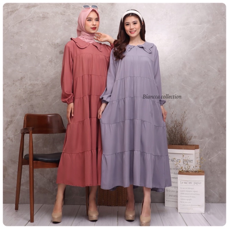 FLAS SALE LILY MIDI DRESS SHAKILA LONG TUNIK ALL SIZE FIT XXL JUMBO BUMIL MURAH GROSIR