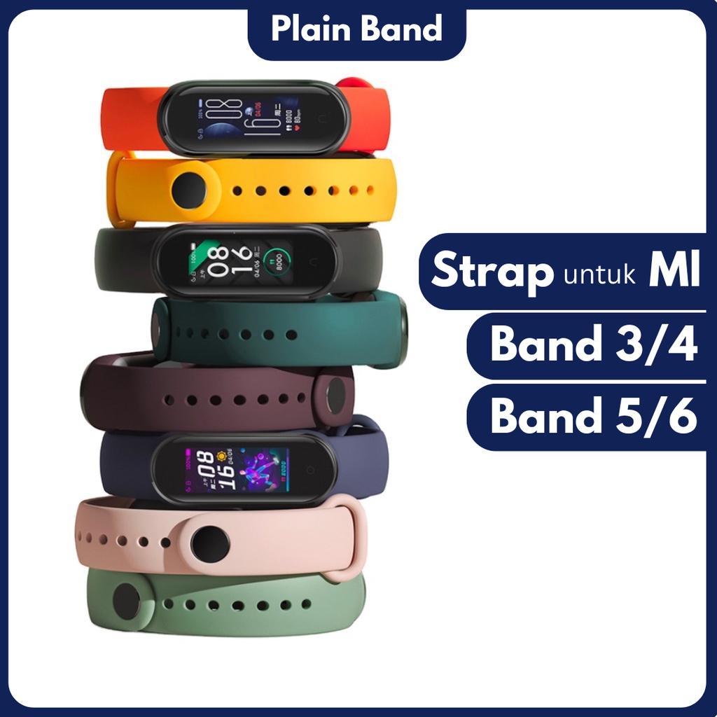 Plain Strap Mi Band 3 4 5 6 Strap Silicone Tali Pengganti Xiaomi Band 3 4 5 6