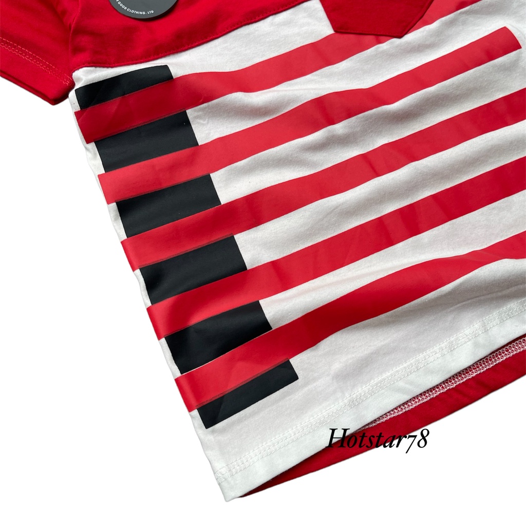 Hizoom Baju Kaos Oblong  Anak Laki - Laki  Warna Merah-Putih  Usia 1-12 Tahun Bahan Katun