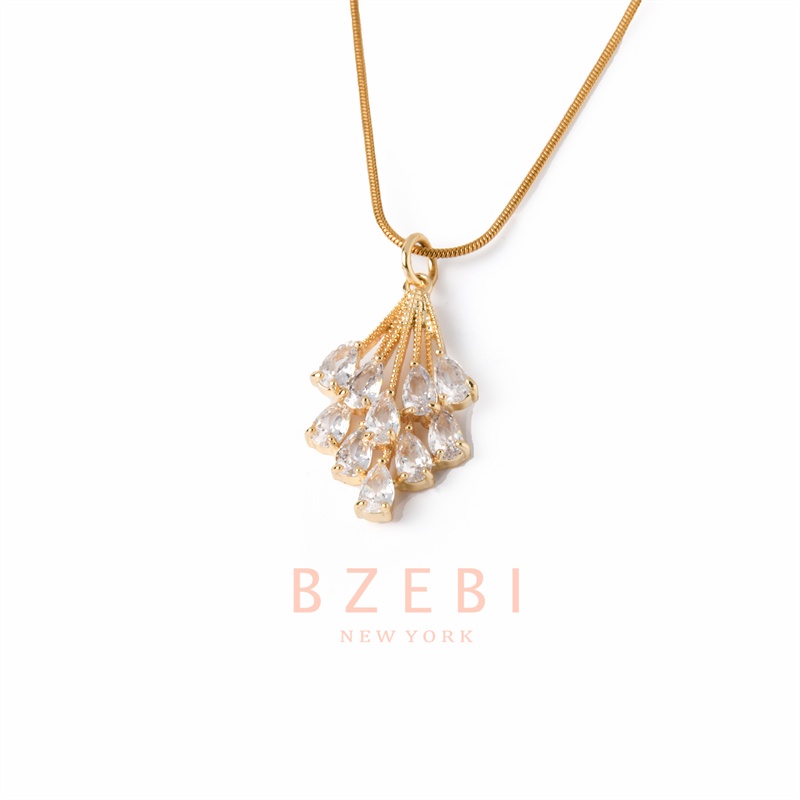 Kalung Emas 18k Dengan Liontin Berlian Bahan Titanium Steel Anti Karat Gaya Korea Untuk Wanita 153n