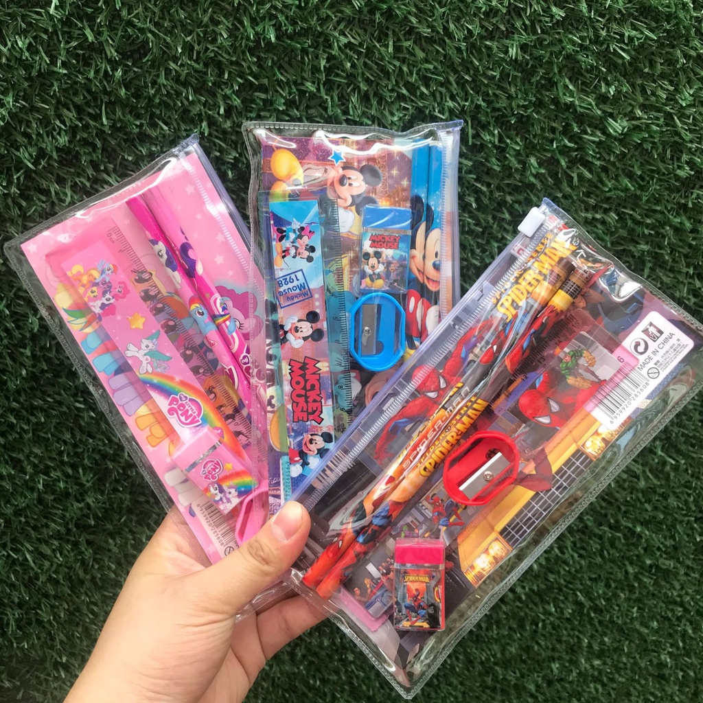 Serenity Alat Tulis Set Stationary Set Karakter Motif Lucu Dino Pensil Pena Penggaris -  ATS07