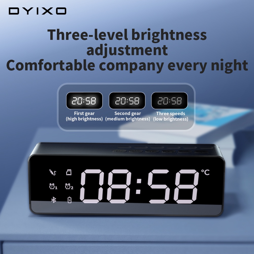 【COD】 DYIXO Speaker Bluetooth Nirkabel dengan Tampilan LED Super Volume Stereo Jam Alarm Speaker Portabel