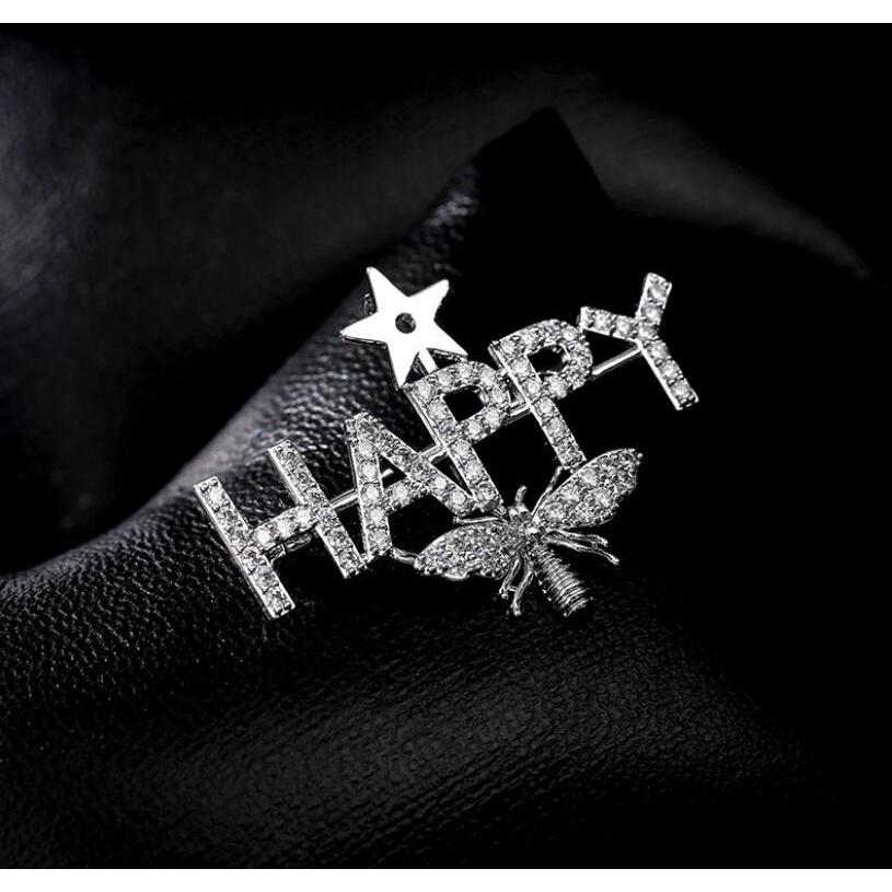 Bros Pin Bentuk Lebah Motif Tulisan Unik Untuk Wanita