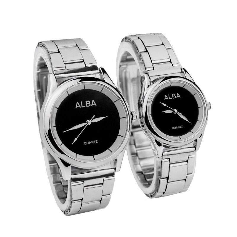  Jam Tangan Couple Wanita Analog Fashion Casual Pria Wanita Strap Stainless Steel Quartz Watch C103