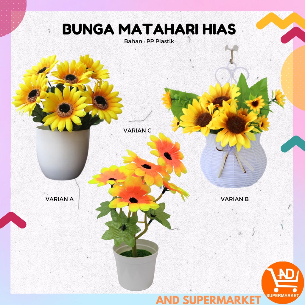 Bunga Matahari Hias Tanaman Bunga Hias Plastik Dekorasi Rumah Dinding Ruangan Bunga Hias Gantung Bunga Matahari Palsu Artificial Flowers PBP34