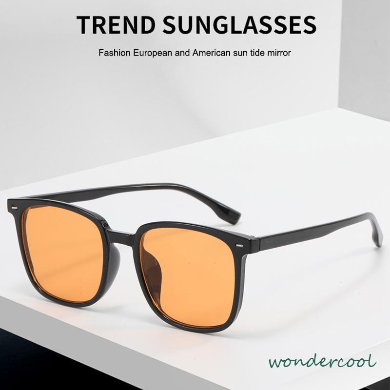 Kacamata Hitam Anti Radiasi Kacamata Korea Fashion Retro Bingkai Hitam Sunglasses Untuk Wanita/Pria-Won