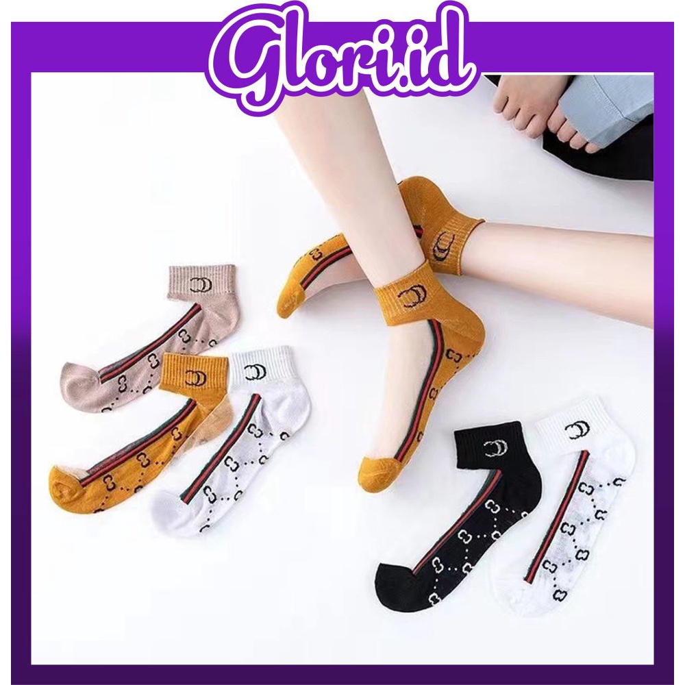 GLORI.ID Kaos Kaki Semata Kaki Motif Kaos Kaki Pendek Dewasa / Kaos Kaki Ankle Wanita Motif KK017