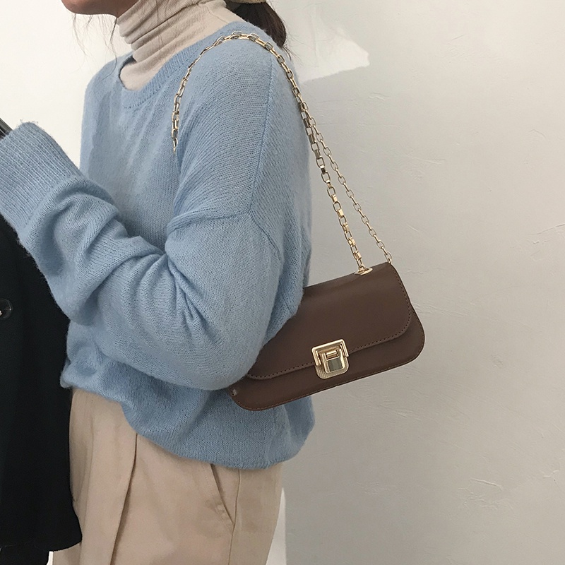 Suhao all-match ins messenger bag female 2021 new trendi fashion retro armpit bag French niche chain small square bag