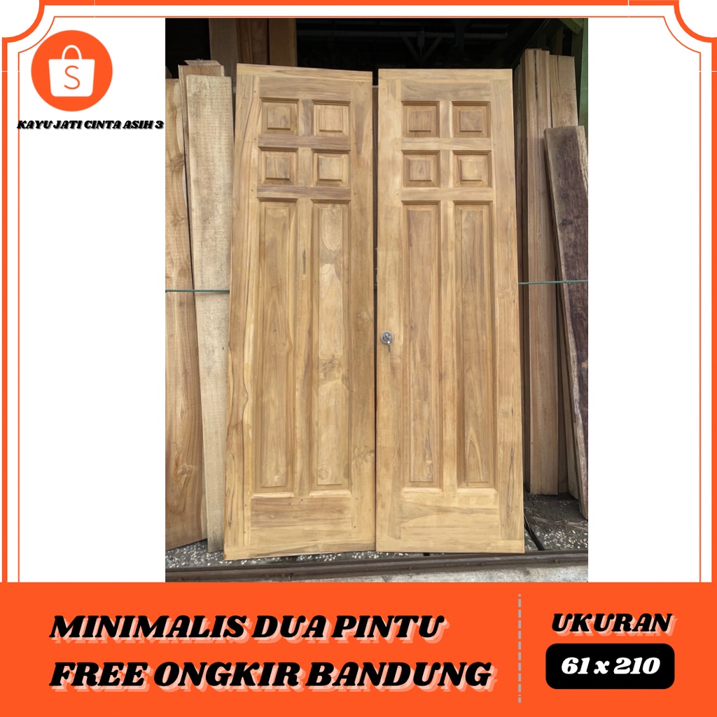 PINTU JATI MINIMALIS 2 PINTU 100% KAYU JATI