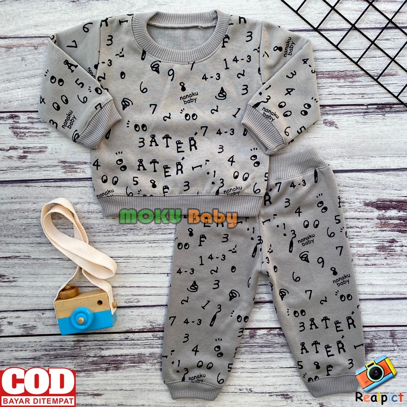 Setelan  Sweater Bayi Setelan Sweater Celana Jogger Motif 123 Usia 3-12 Bulan - Ana Baby