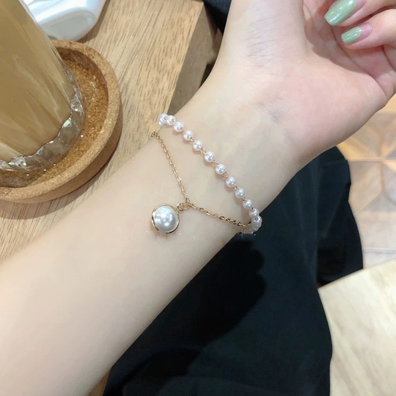 Gelang Rantai Mutiara Double Layer Untuk Wanita