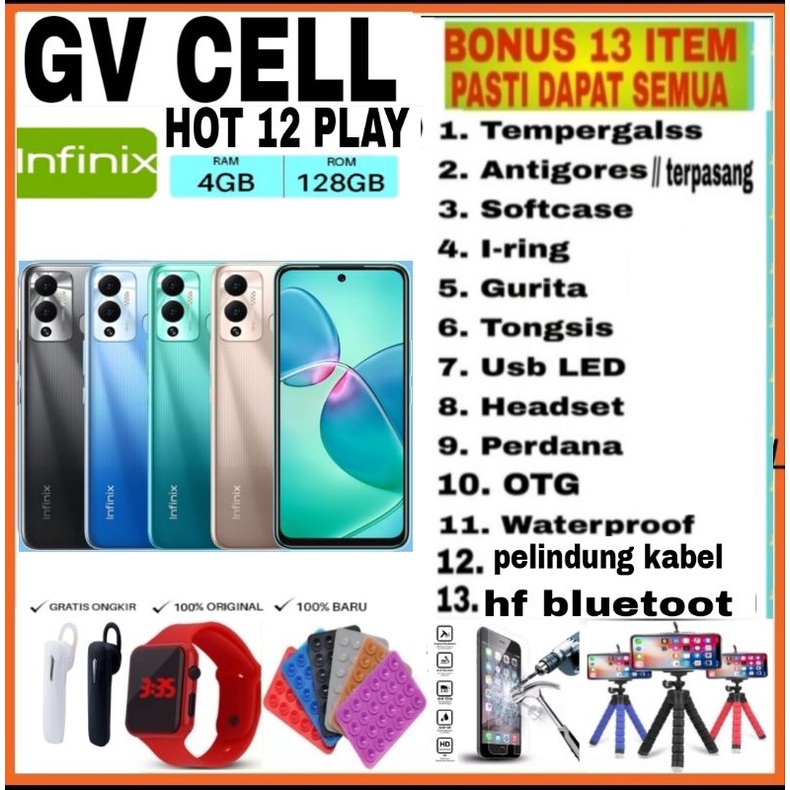 HOT 12 PLAY & HOT 11 PLAY 4/64 & 4/128 RAM 4GB ROM 128 GARANSI RESMI INFINIX