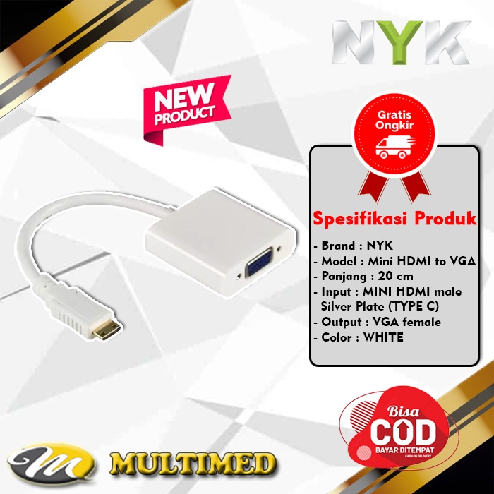 CONVERTER KABEL MINI HDMI TO PORT VGA NYK