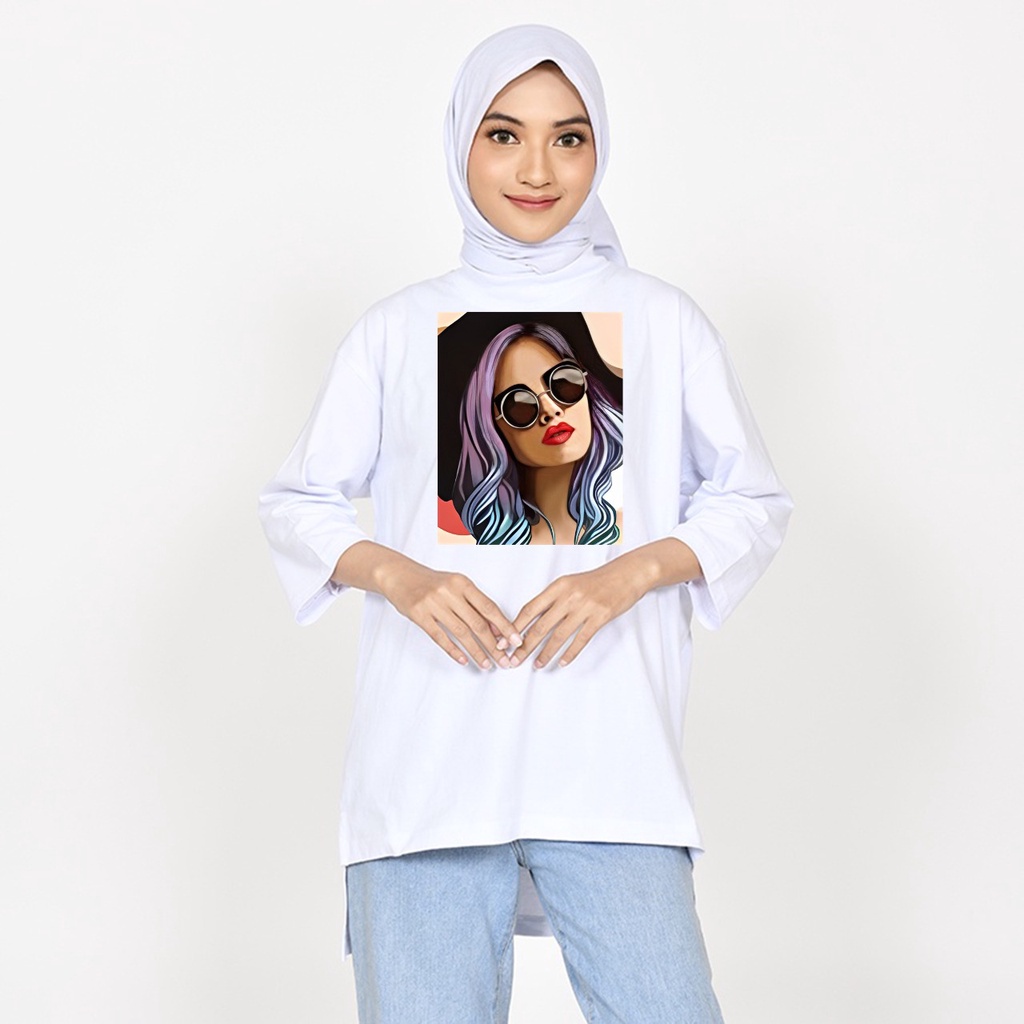 GSC - Long Tunik Wanita Hijab's Motif ANIME 022 / Tunik kaos jumbo / Tunik wanita virall