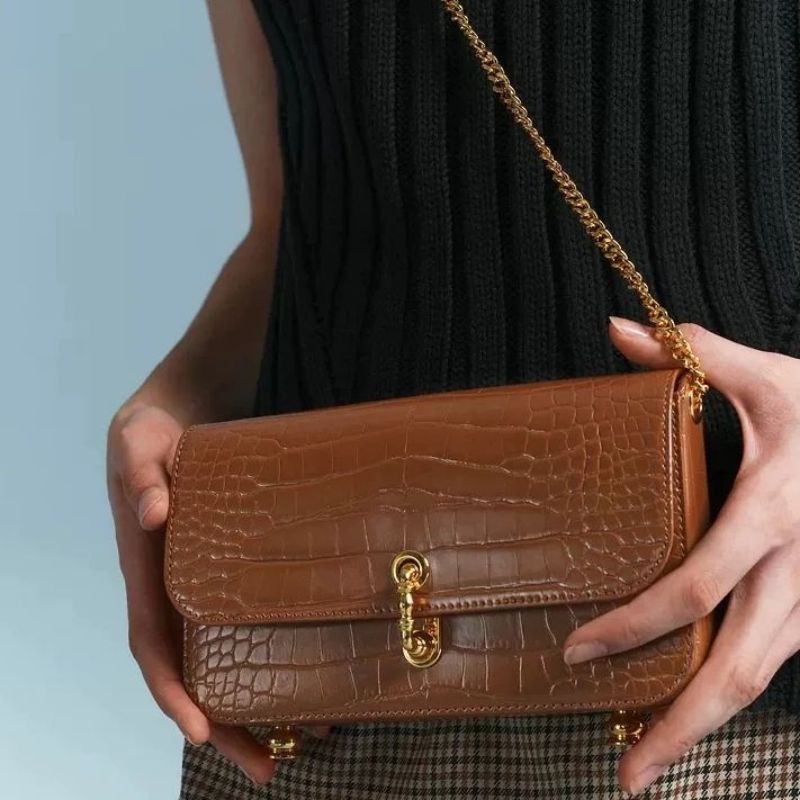 9.9 SALE | CK Meriah Croc-Embossed Clutch