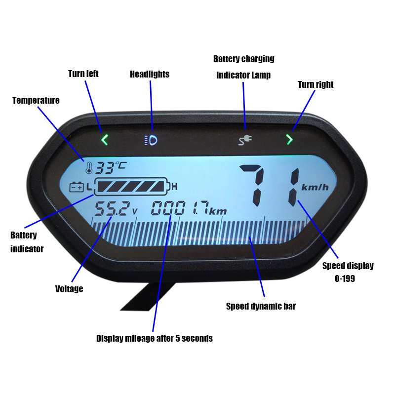 &Cheaper 48V 60V 72V LCD Phase One-Line LIN Sensor Speedometer Display Meter for Electric Scooter M
