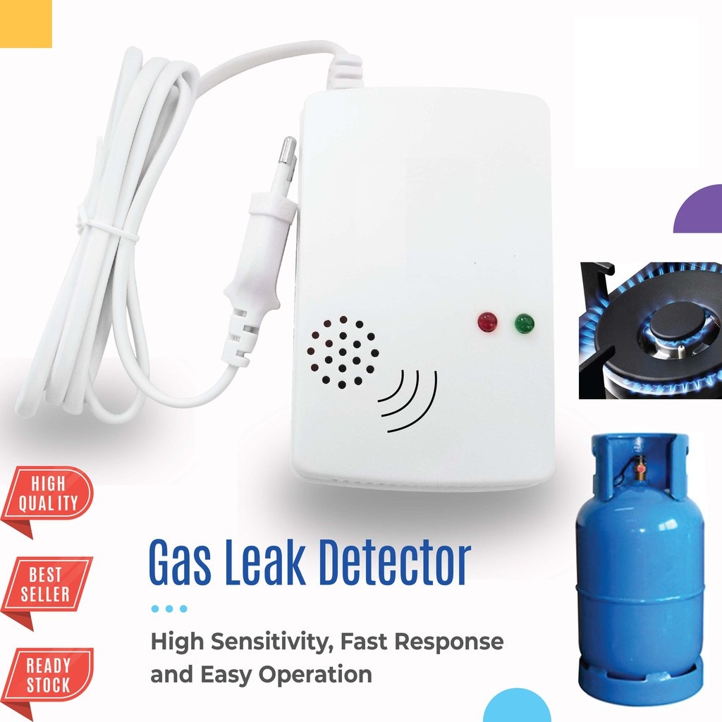 Gas Detector Leak Alat Detektor Kebocoran Gas Tangki LPG Alarm Detector Kebocoran Gas Bocor Keamanan Rumah Standalone