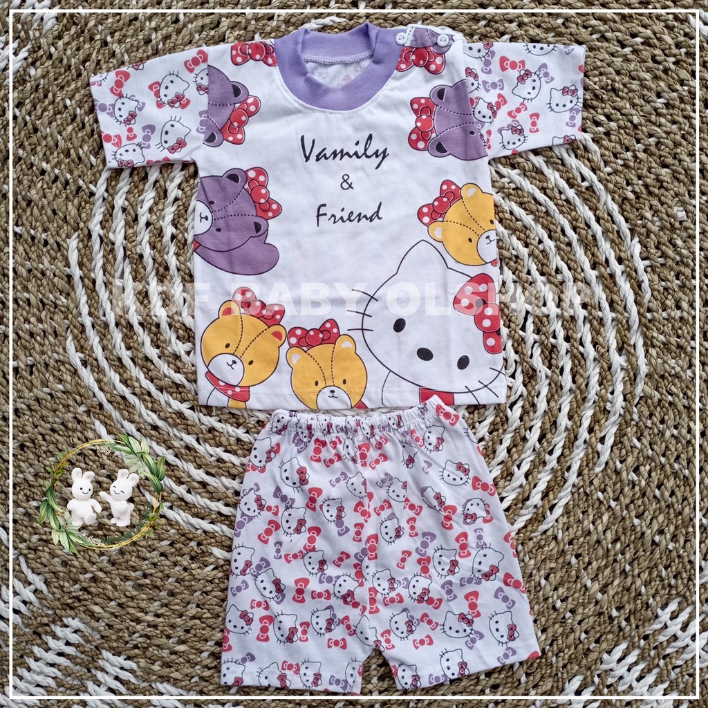 3 setelan piyama anak perempuan motip hello kitty lengan panjang piama anak perempuan lengan pendek 2-10 bulan setelan bayi perempuan set baju bayi perempuan setelan anak perempuan