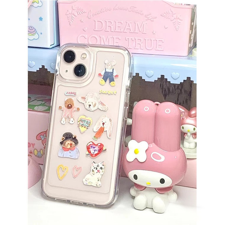 IPHONE Soft Case Hewan Lucu Kompatibel Untuk Iphone14 13 12 11 Pro XS Max XR X8 7 Plus Casing Ponsel Transparan TPU Silikon Shockproof Cover