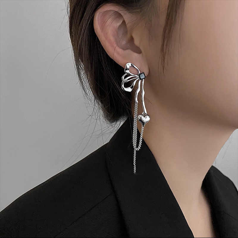 Fancyqube Fancycube Anting Rantai Panjang Model Kupu-Kupu Hati Aksen Berlian
