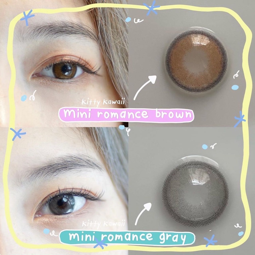 GEOEYES - Softlens Kitty Kawaii Mini Romance - Gray dan Brown bisa Minus