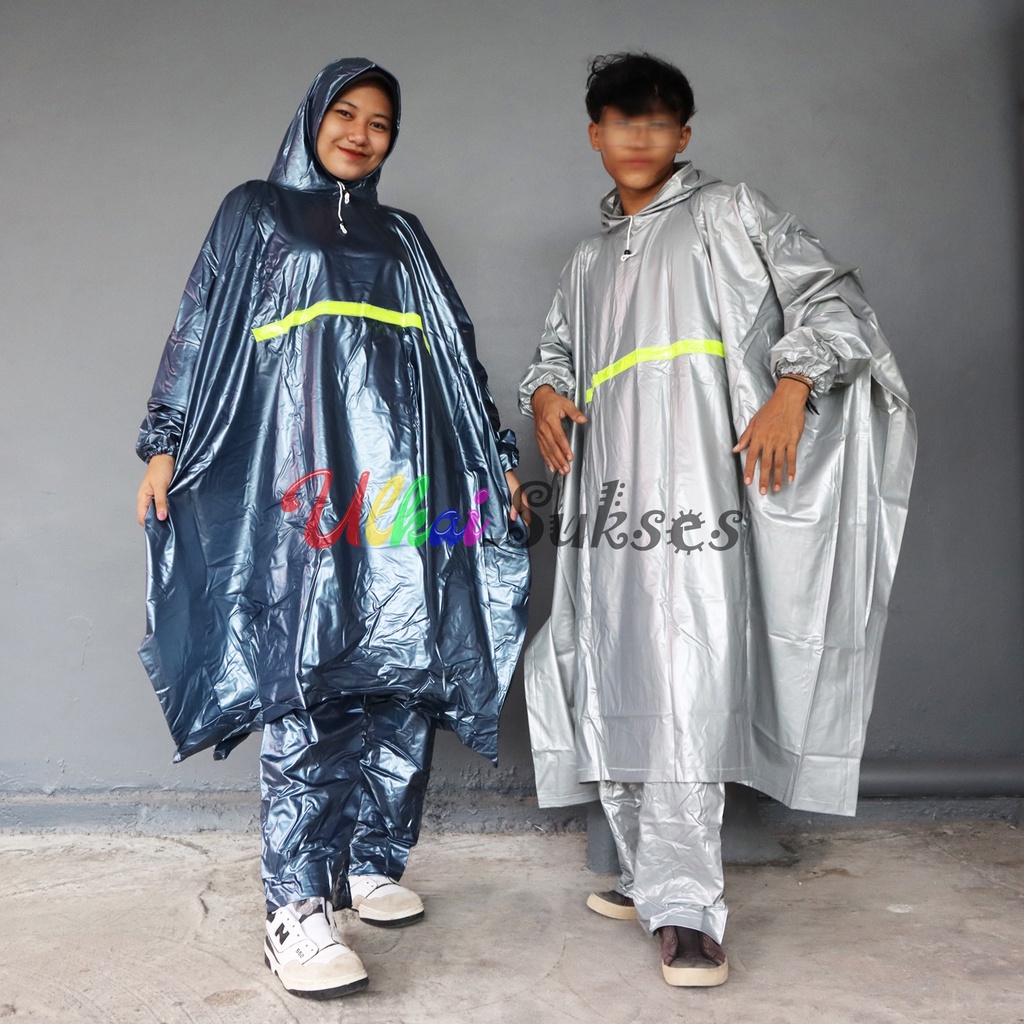 Jas Hujan Hybrid Setelan Ponco Celana Jumbo Dewasa Pria Wanita