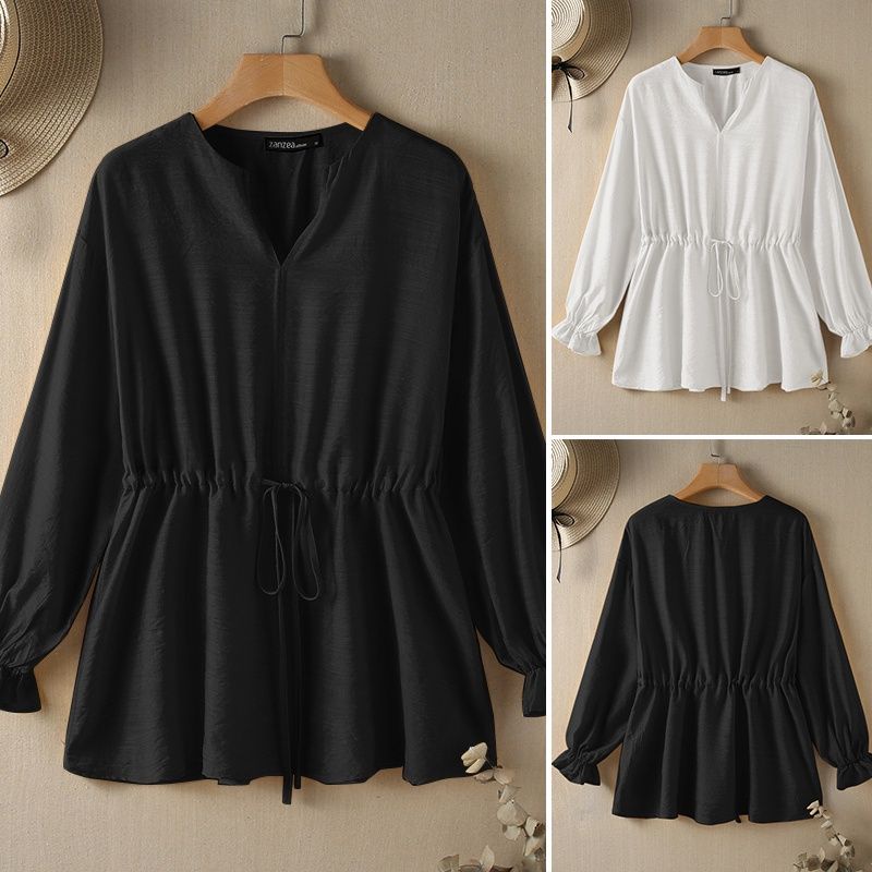 V neck blouse wanita model terbaru - aurelia blouse crincle airflow