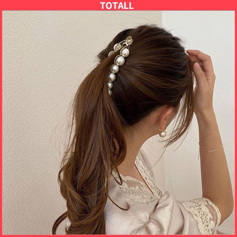 COD Jepit Rambut Pisang 10.5cm Mutiara Kristal Jepitan Ponytail  Salon Banana Ponytail Hair Claw Clips-Totall