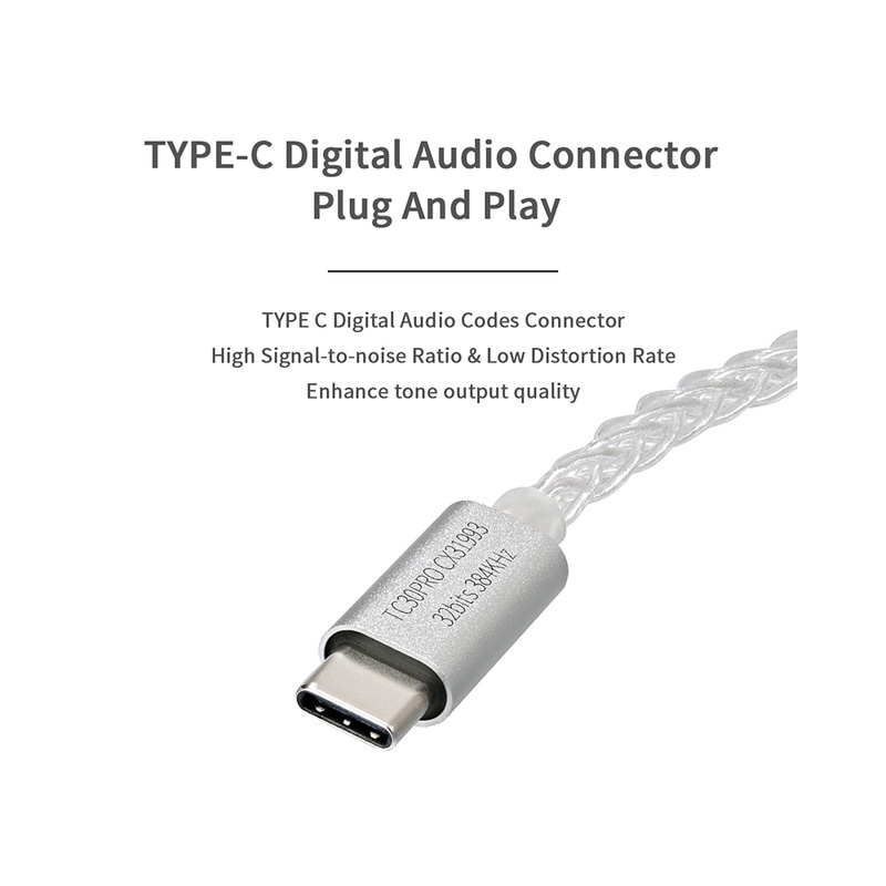 Jcally TC30 Pro CX31993 Kabel headphone audio digital Tipe C Lapis silver MMCX Untuk KZ ZSN ZS10 X Pro