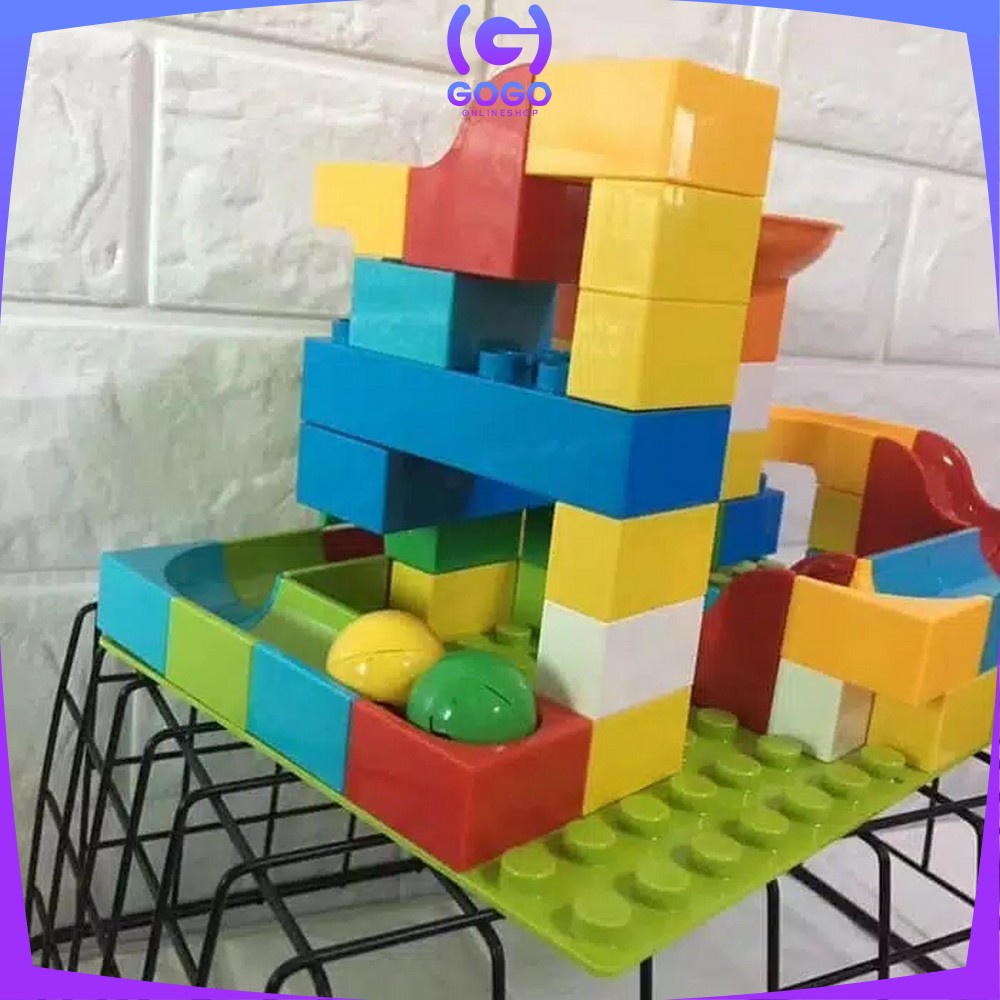 GOGO-M38 Mainan Susun Balok Kelereng Isi 50 / 56PCS Mainan Anak Block / Blok Susun / Bricks Marble Run