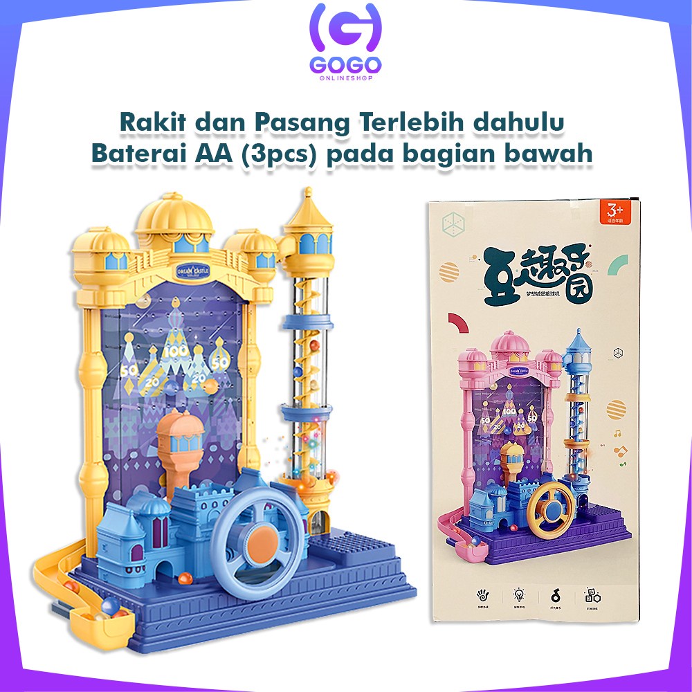 GOGO-M218 Mainan Anak Ball Catching Games Castle Adventure Pin Ball Board Games Pinball Table Game Catch The Ball