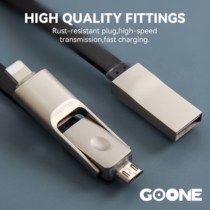 GOONE Kabel Data Charger 2 in 1 Lightning Dan Micro USB Fast Charging Android Apple 120cm