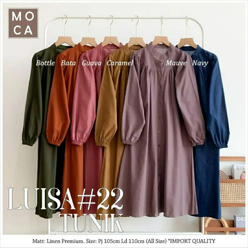 Luisa Tunik #22, TUNIK LINEN POLOS SUPER CANTIK FIT XXL LD 114 BAHAN LINEN PREMIUM TERMURAH OOTD