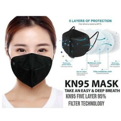 Masker Kn95 Kn 95 Putih White kN95 / Hitam Black Premium FFP2 5Ply 5 ply Earloop Keholl 10 pcs
