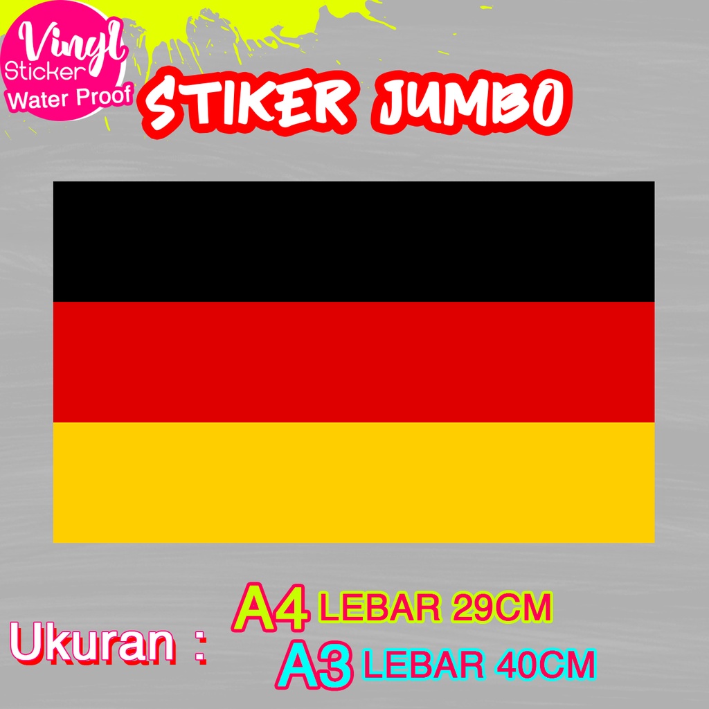 

Stiker Jerman Germany Ukuran Jumbo Sticker Besar Size A4 A3 Vinyl Satuaan Motif Bendera Negara Dunia Bahan Anti Air