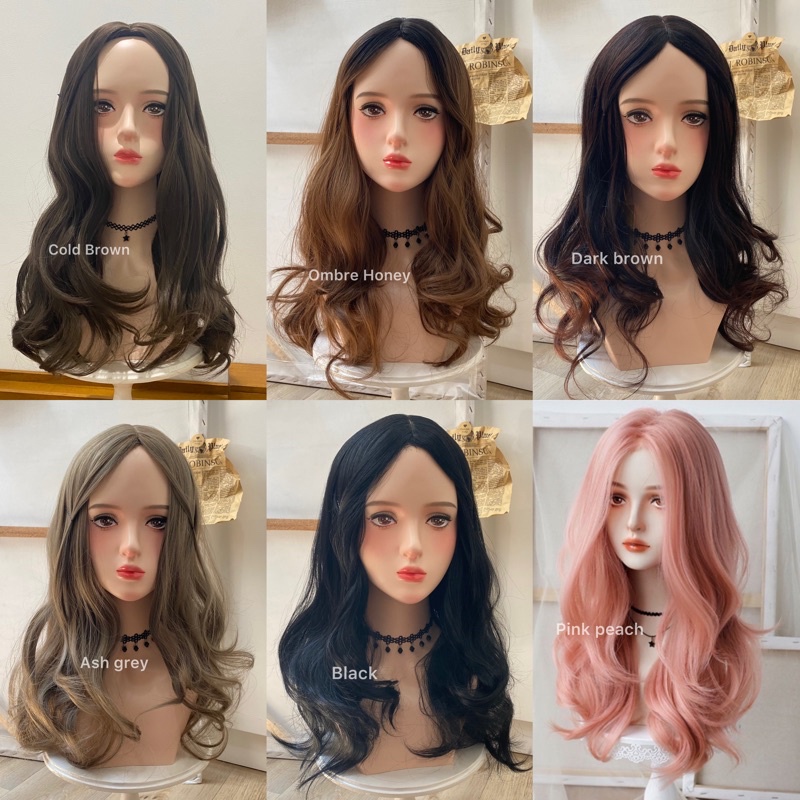 TF345 new colour full wig korean layer wave 65 cm wig ikke tanpa poni