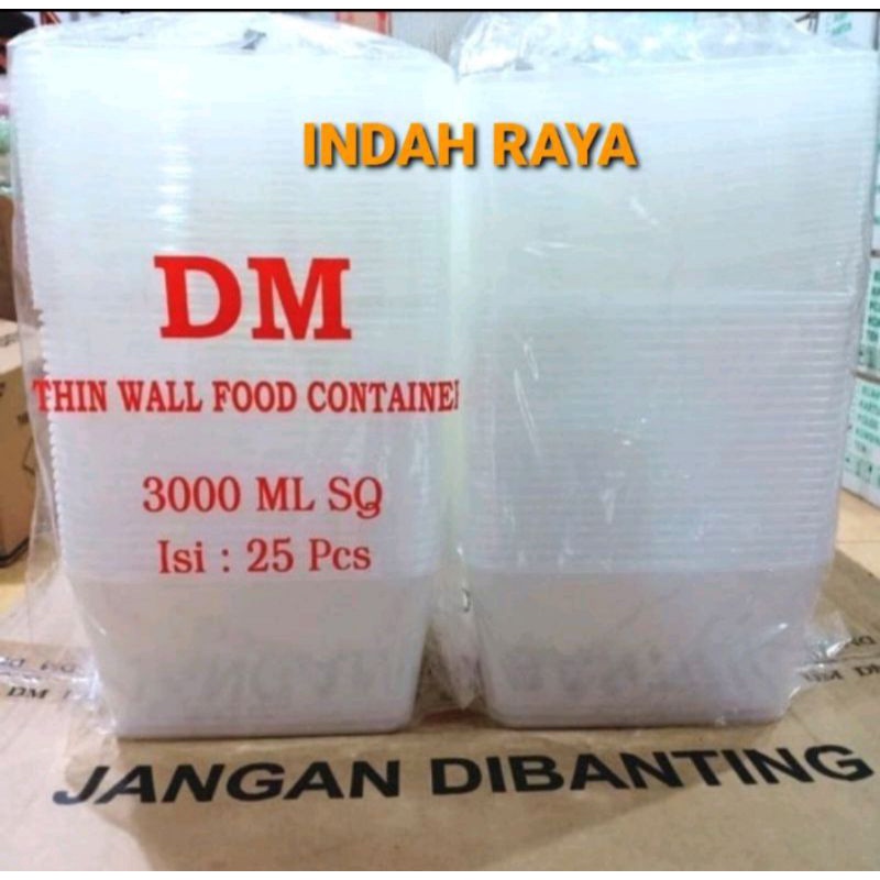 kotak makan persegi 3000ml -Box Thinwall food container - isi 25 pcs