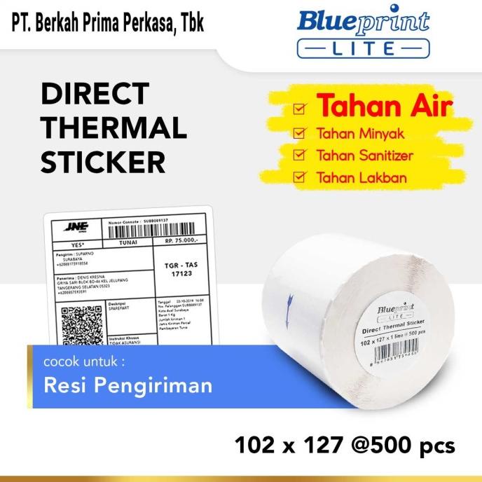 

Kertas Label Thermal Stiker Resi BLUEPRINT Lite 102x127 mm 500Pcs Roll