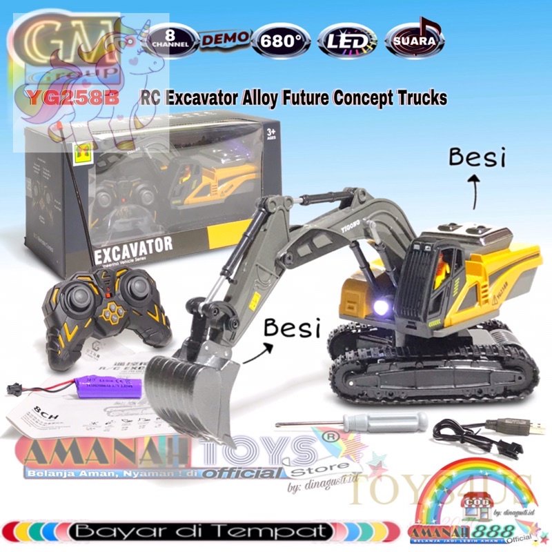Toys4Us - Excavator Remote Control Alloy 8CH Auto Demo 680° LED Suara Mainan Anak Hobi Koleksi Truk 
